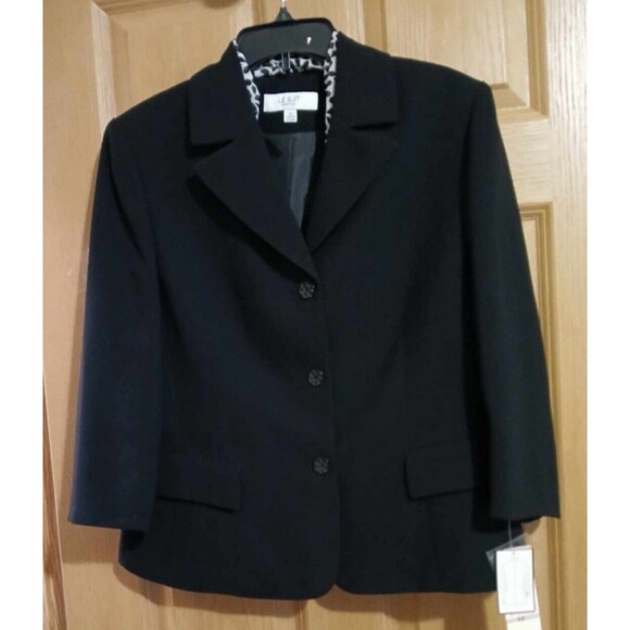 Black Blazer Suit Jacket NWT 12 Button Front & Scarf LeSuit Convertible Sleeves - Picture 1 of 12